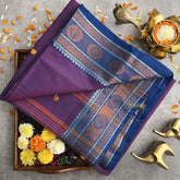 Purple with Blue Kanchi Cotton Saree- Handloom -VS1826